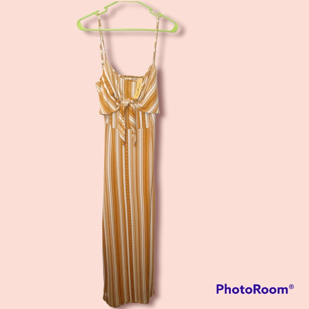 NWT Derek Heart Maxi Dress spaghetti straps stripes size XL